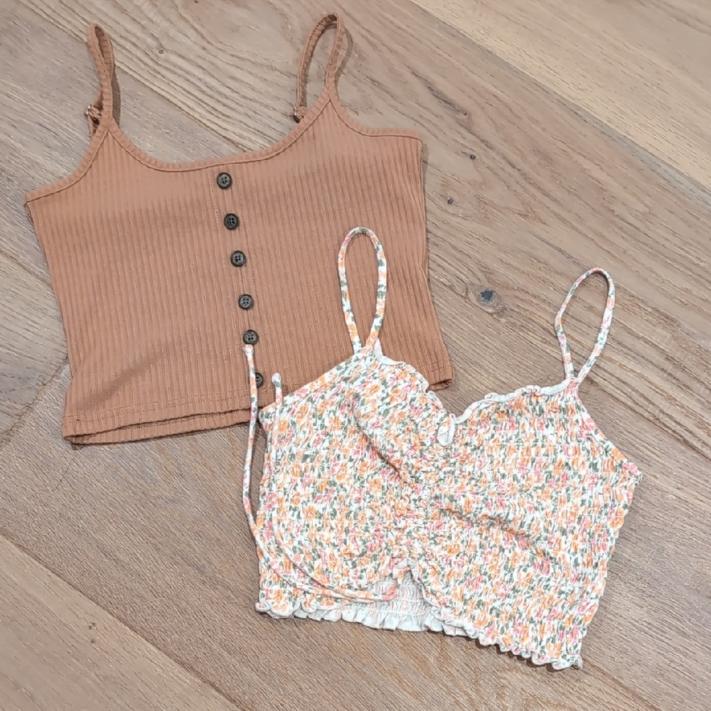 Brown and Floral Tank Tops